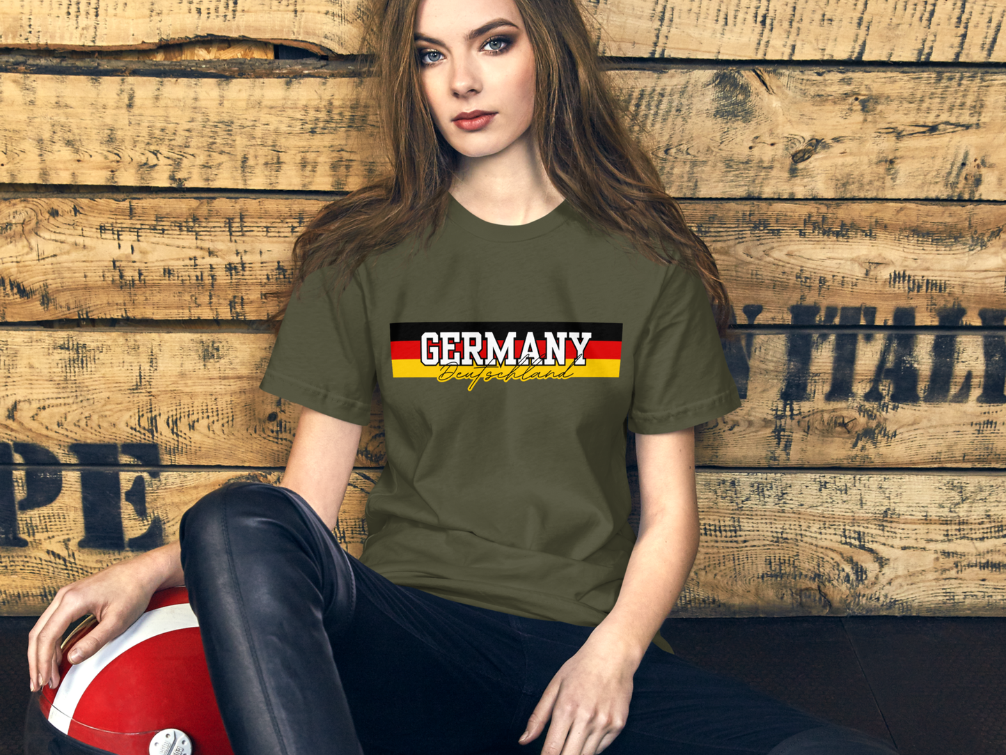 Germany Deutschland tshirt with flag stripe across chest