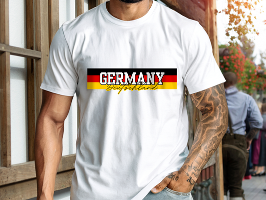 Germany Deutschland tshirt with flag stripe across chest