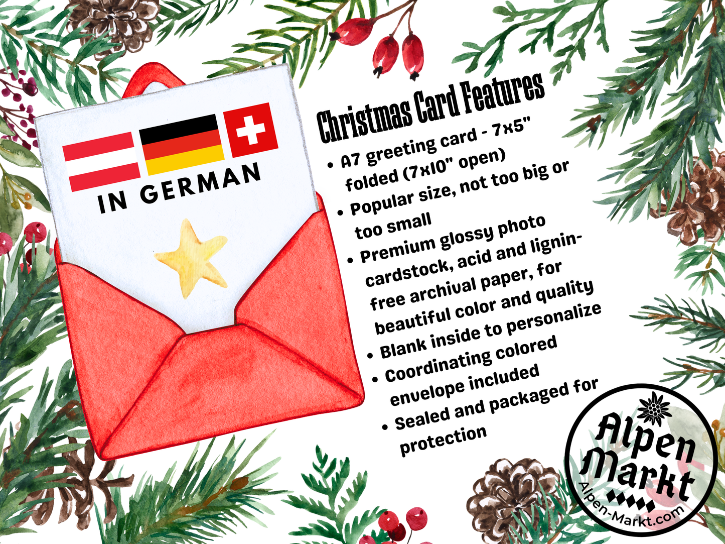 German Christmas Card - Fröhliche Weihnachten gingerbread house