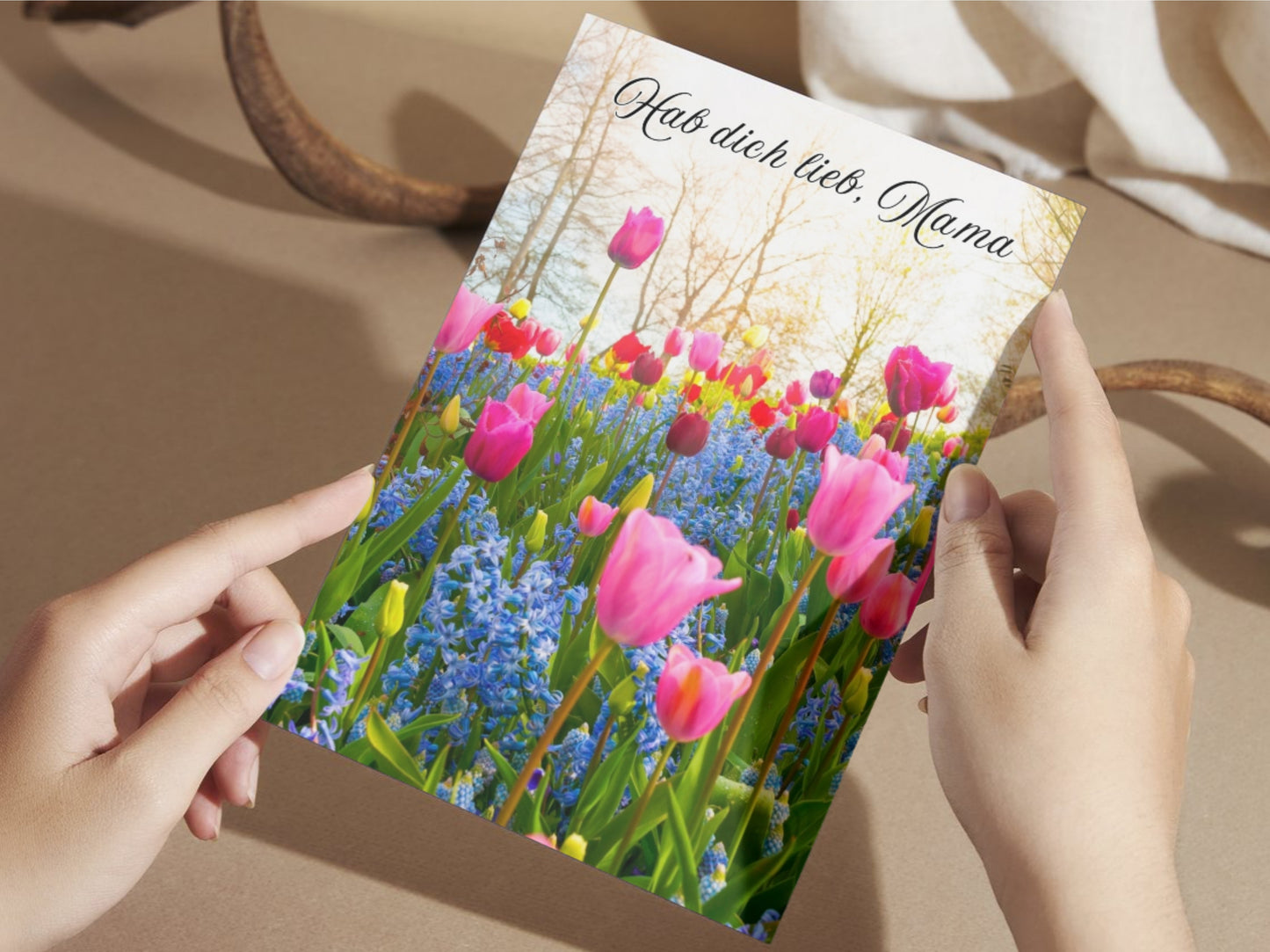 "Hab dich lieb, Mama" German greeting card for Mom