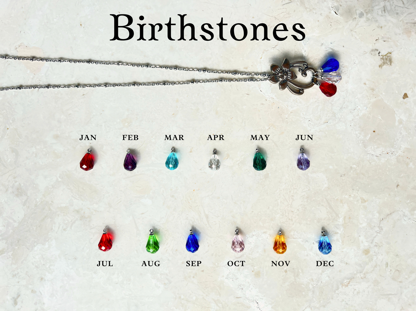 Edelweiss Necklace with Birthstones - Customized Gift for Her