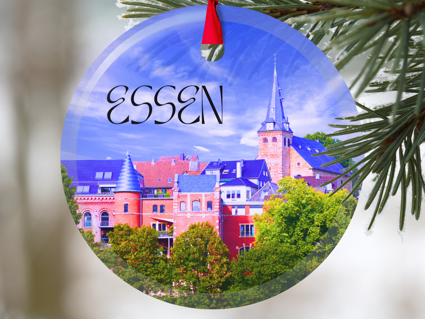 Essen Germany glass ornament with gift box