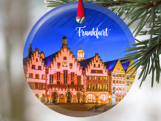 Frankfurt Germany glass ornament with gift box