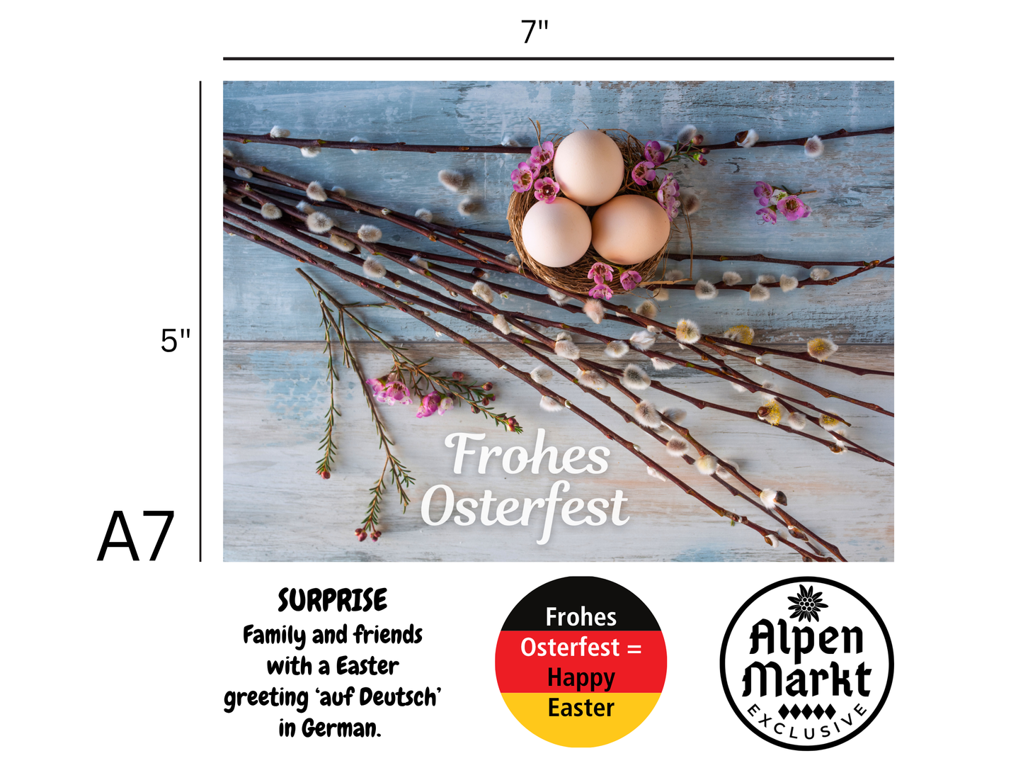 "Frohes Osterfest" German Easter card with Spring branches