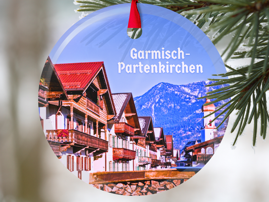 Garmisch-Partenkirchen Germany glass ornament with gift box