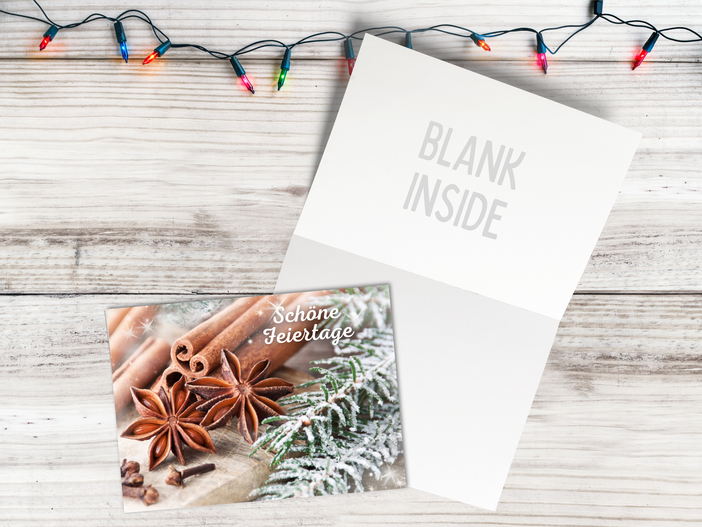German Christmas Card - Schöne Feiertage Happy Holidays warm winter spices