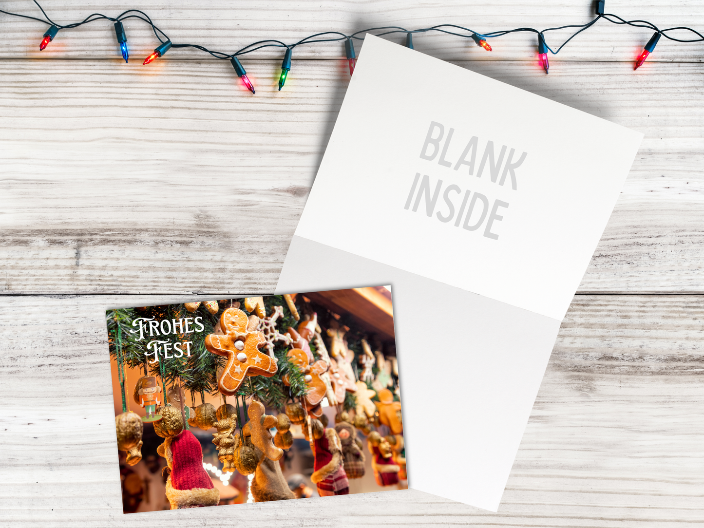 German Christmas Card - Frohes Fest gingerbread at the Xmas market