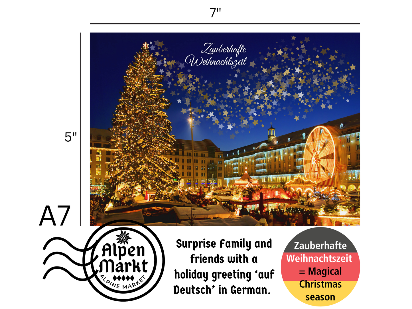 German Christmas Card - Zauberhafte Weihnachtszeit magical Xmas at the market