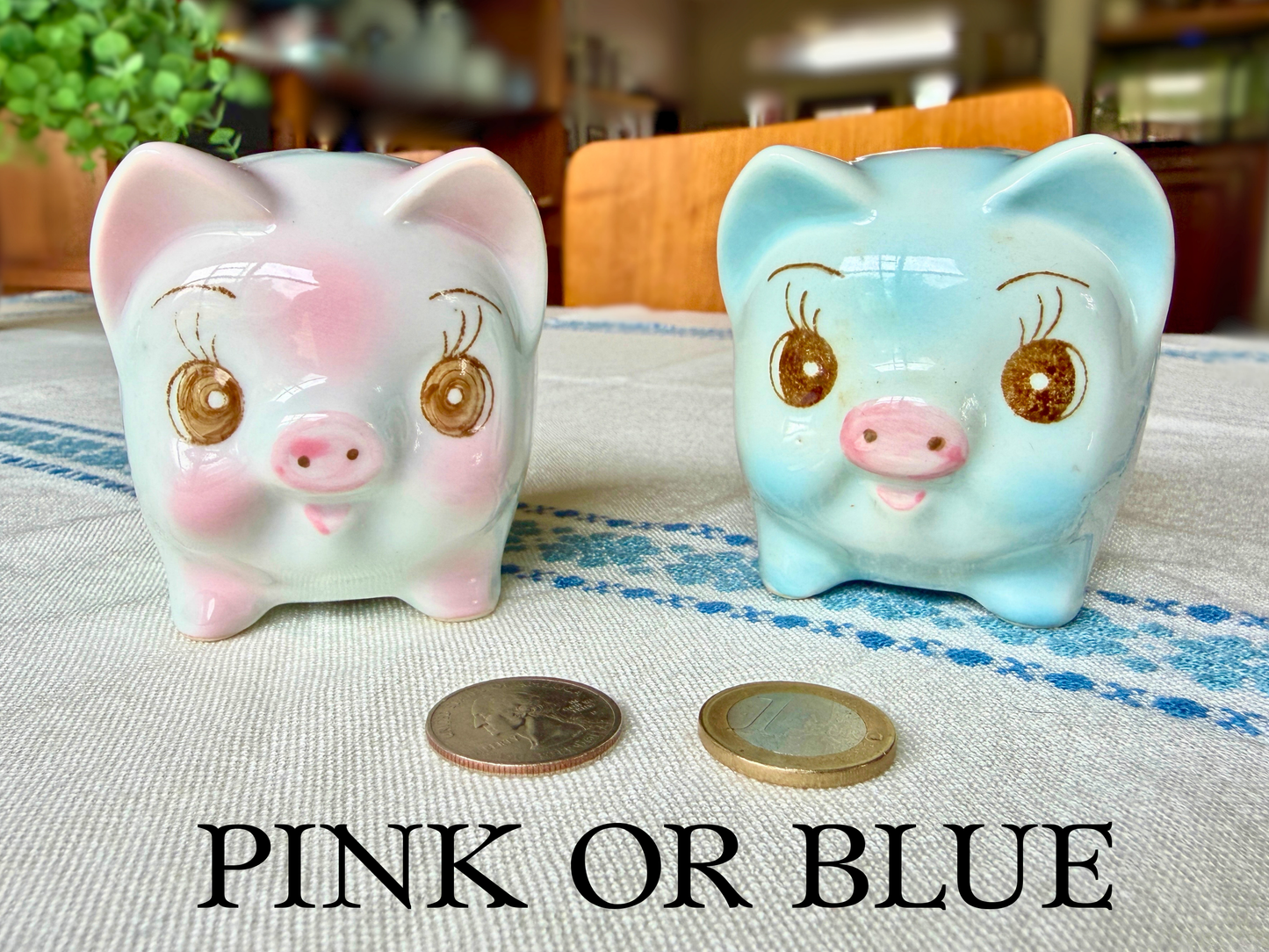 Vintage German Ceramic Piggy Bank - Pink