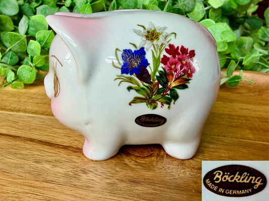 Vintage German Ceramic Piggy Bank - Pink