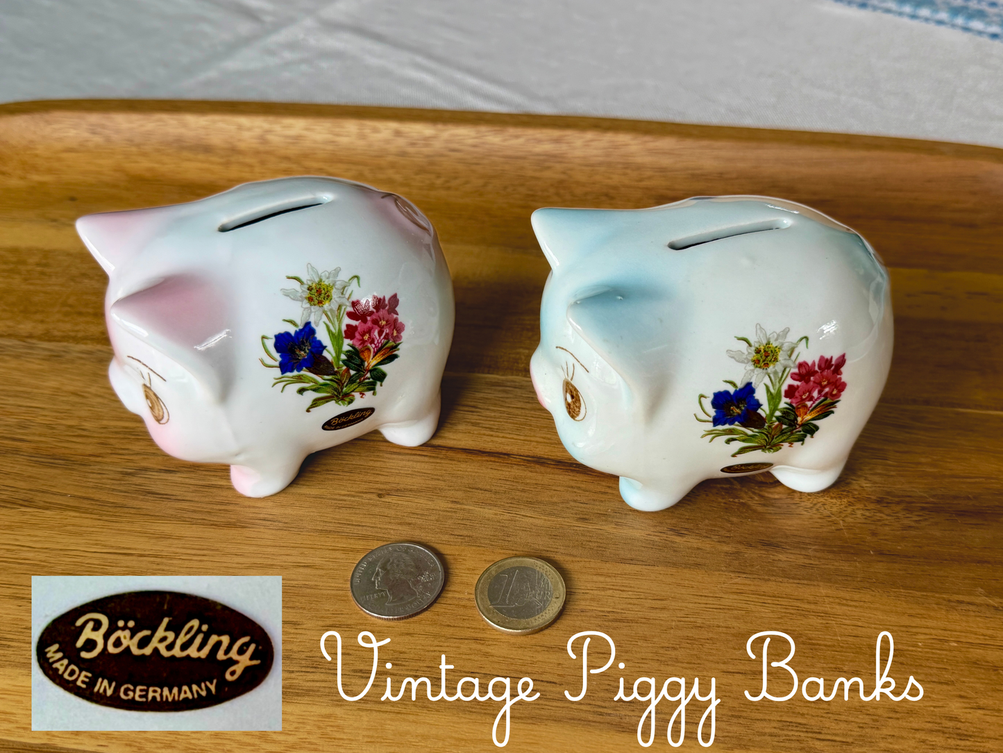 Vintage German Ceramic Piggy Bank - Pink