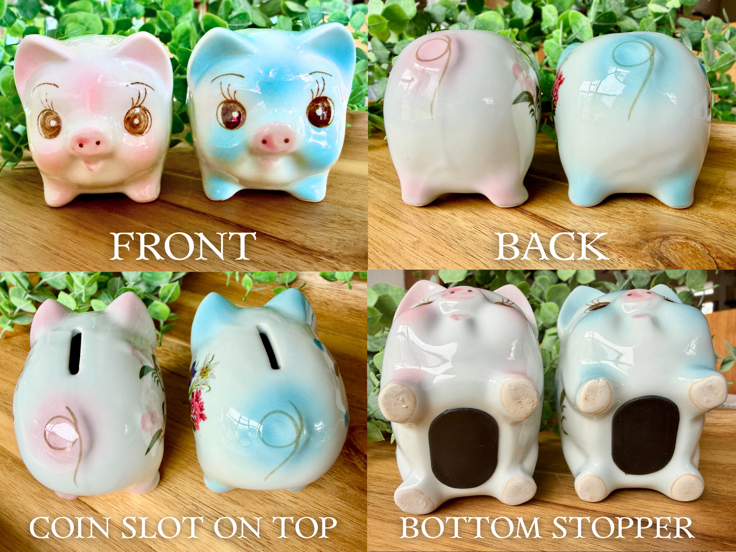 Vintage German Ceramic Piggy Bank - Pink