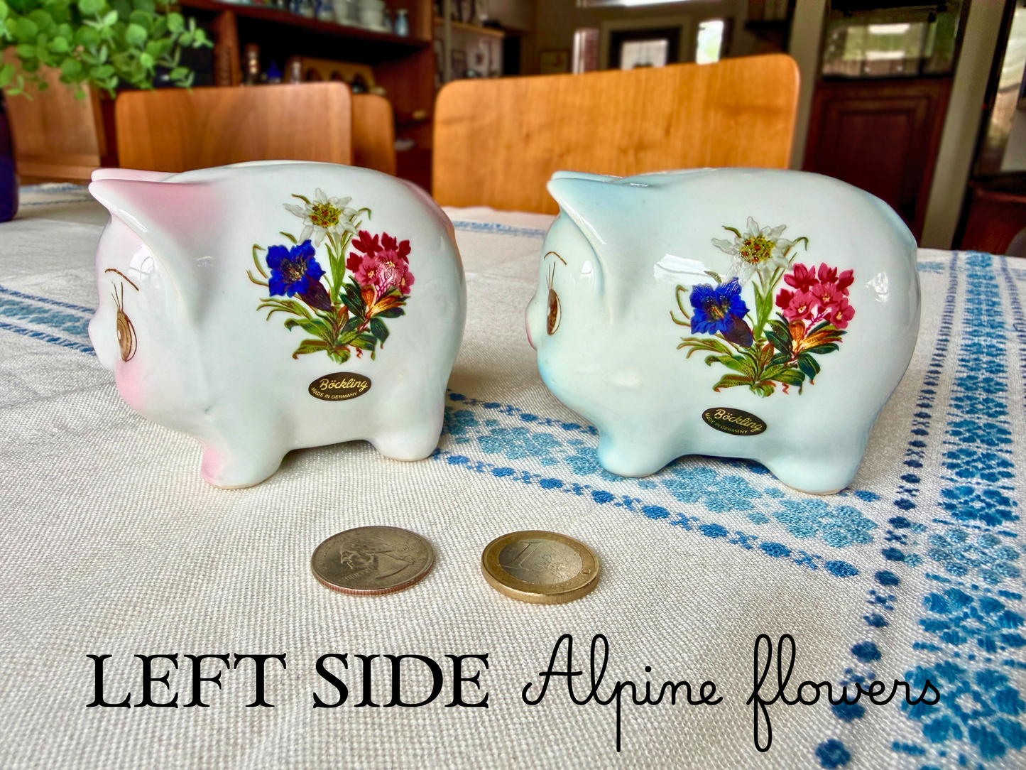 Vintage German Ceramic Piggy Bank - Pink