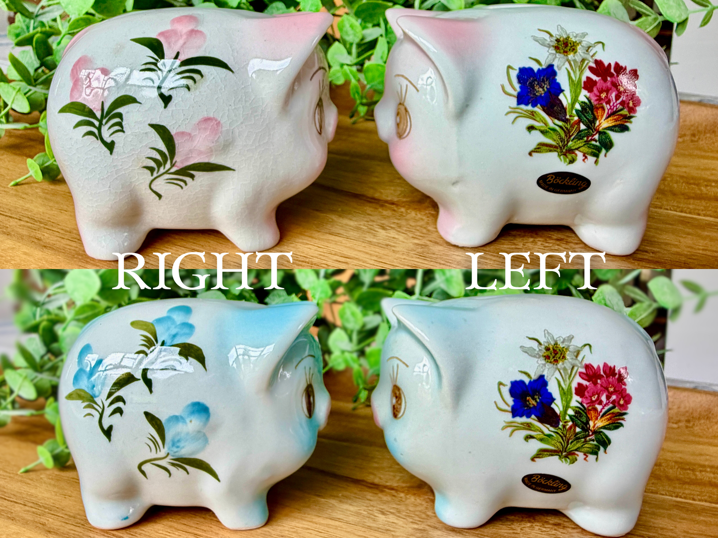 Vintage German Ceramic Piggy Bank - Pink
