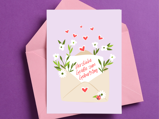 Happy Greetings German Birthday "Geburtstag" Greeting Card