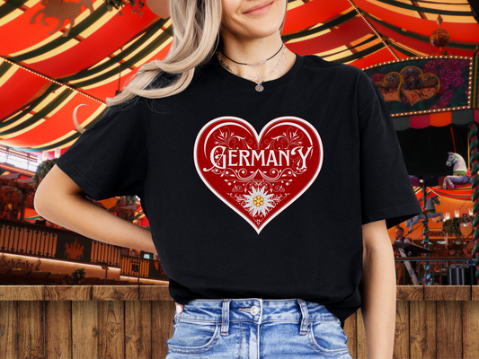 Ladies cut t-shirt "Germany" Edelweiss heart