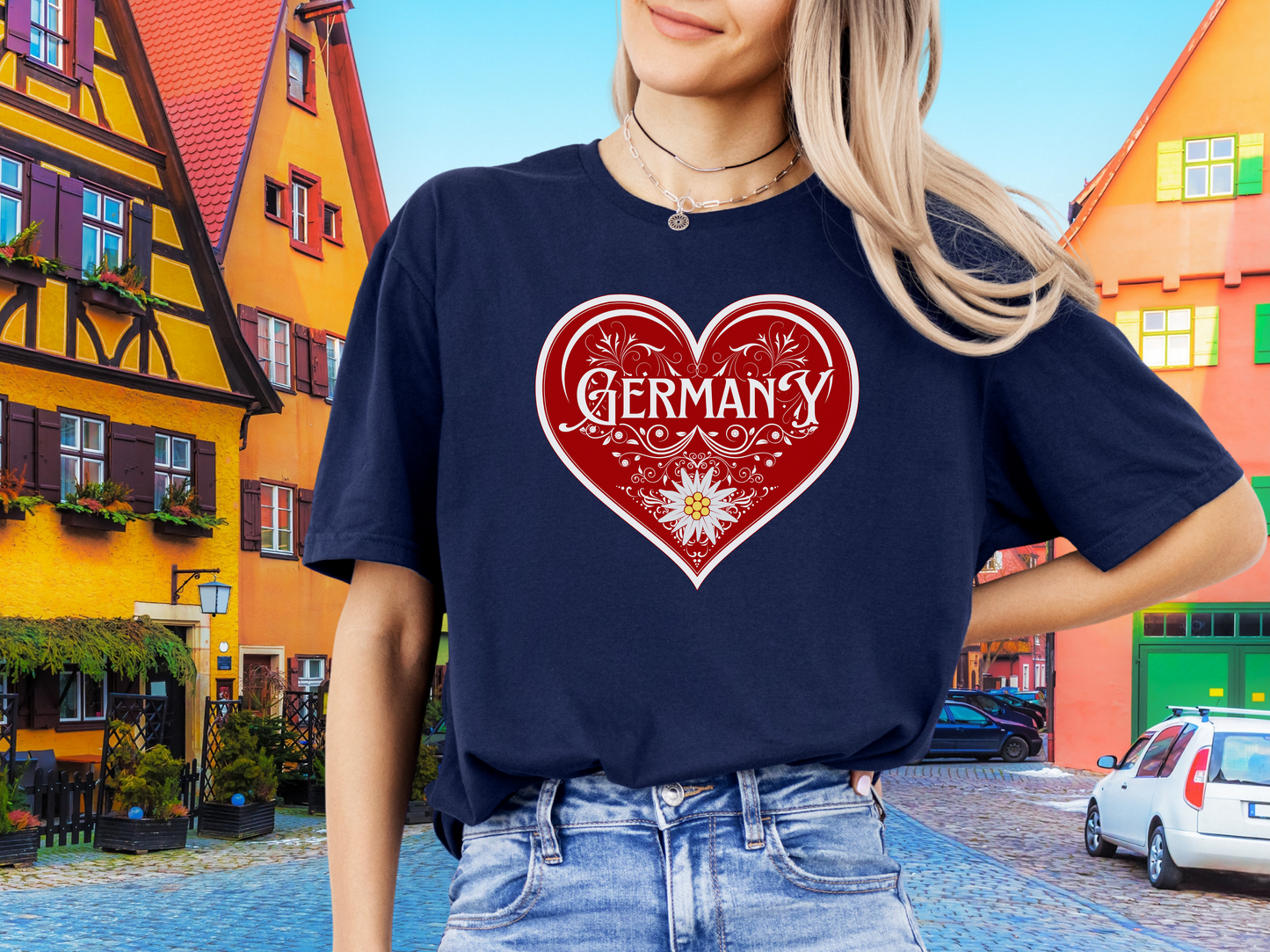 Ladies cut t-shirt "Germany" Edelweiss heart
