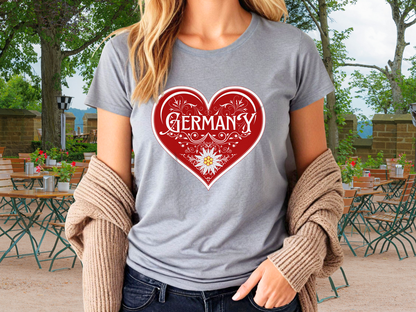 Ladies cut t-shirt "Germany" Edelweiss heart
