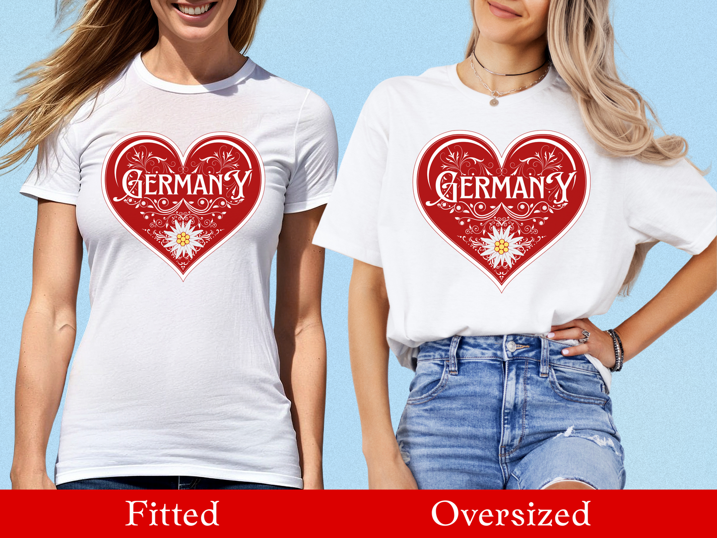Ladies cut t-shirt "Germany" Edelweiss heart