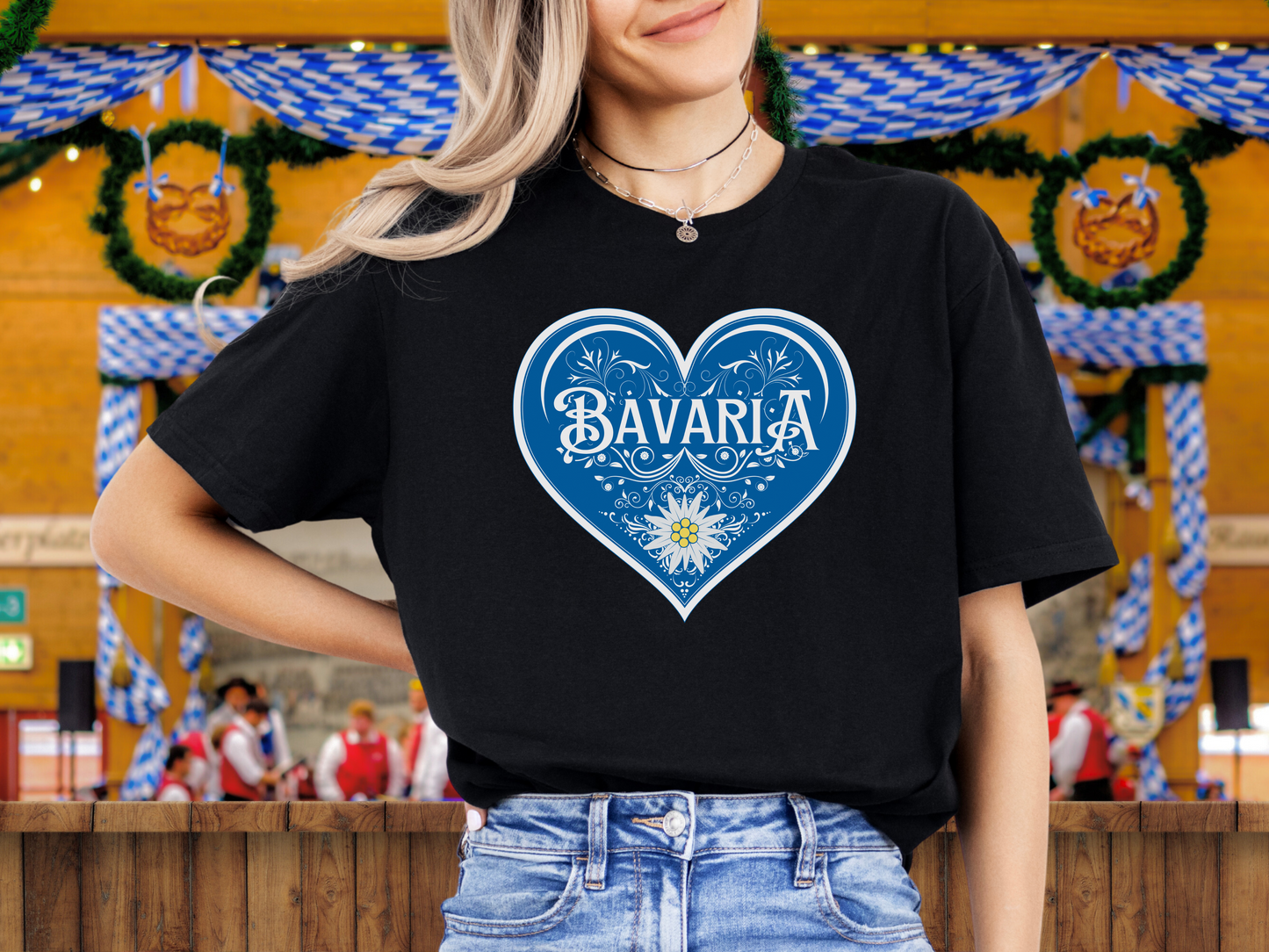 Ladies cut t-shirt "Bavaria" Edelweiss heart