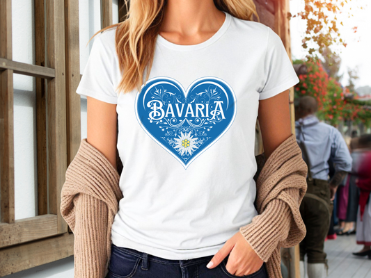 Ladies cut t-shirt "Bavaria" Edelweiss heart