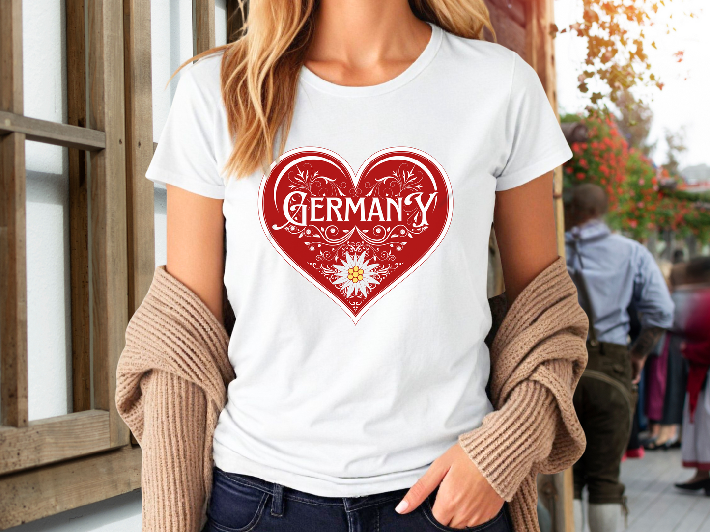 Ladies cut t-shirt "Germany" Edelweiss heart