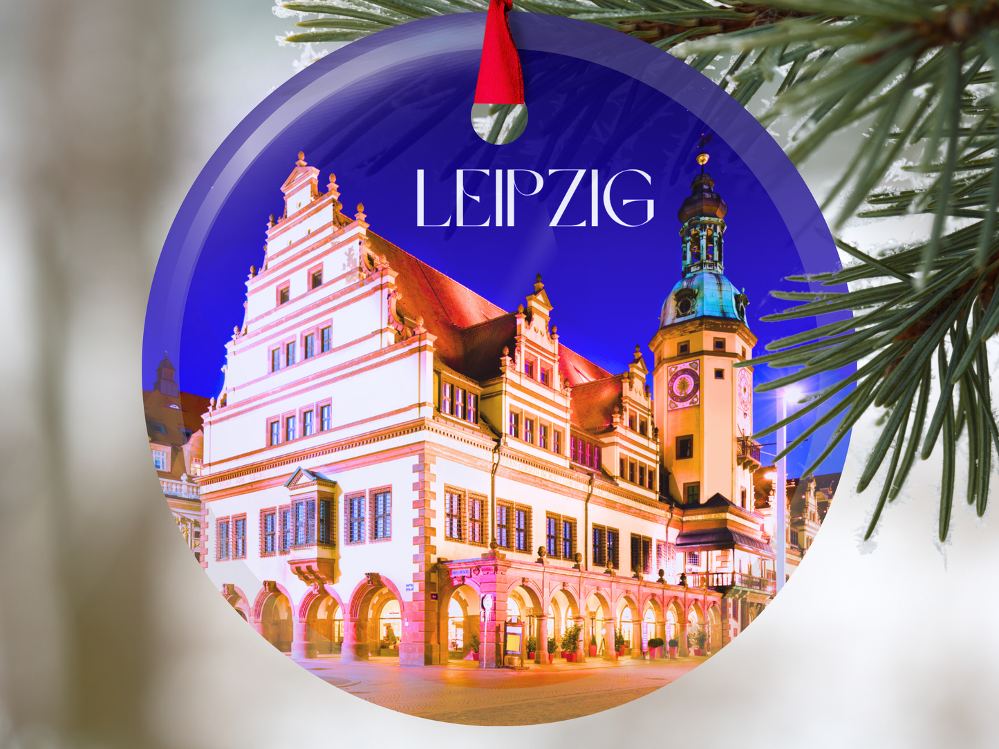 Leipzig Germany glass ornament with gift box