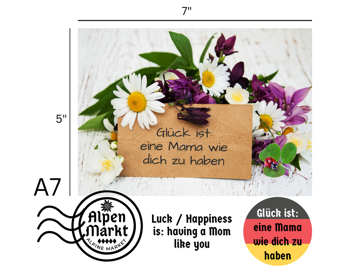 "Glück ist: eine Mama wie dich zu haben" German greeting card for Mom