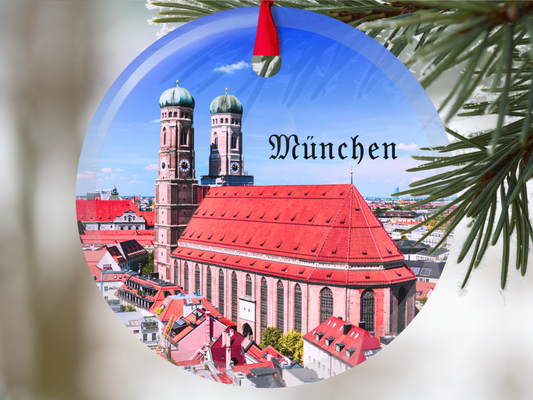 München Germany towers glass ornament with gift box