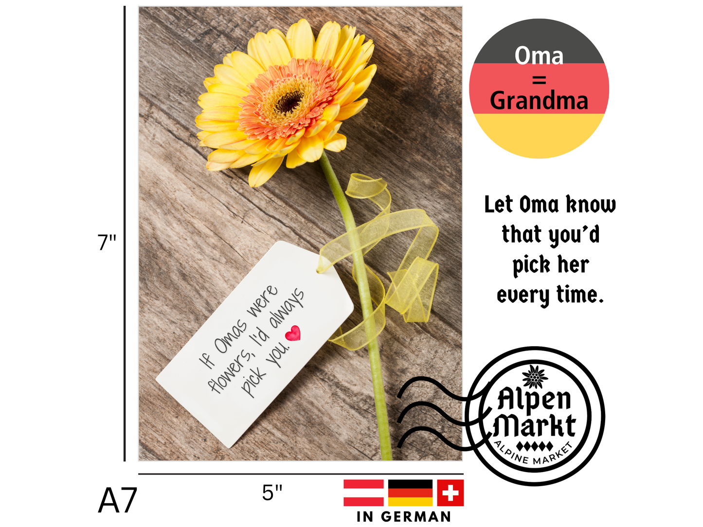 "If Omas were Flowers" German greeting card for Grandma