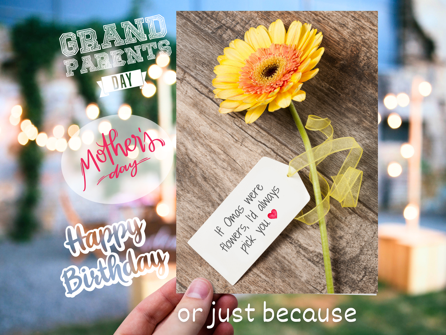 "If Omas were Flowers" German greeting card for Grandma