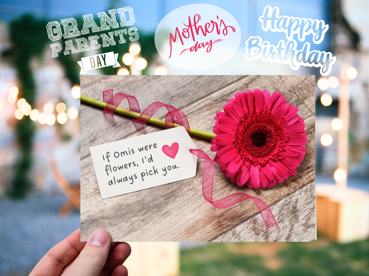 "If Omis were Flowers" German greeting card for Grandma