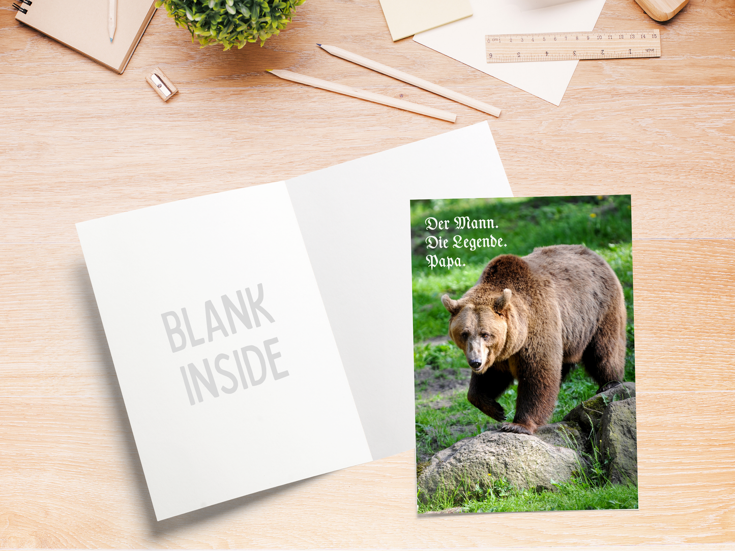 "Der Mann. Der Legende. Papa." Bear German greeting card for Dad