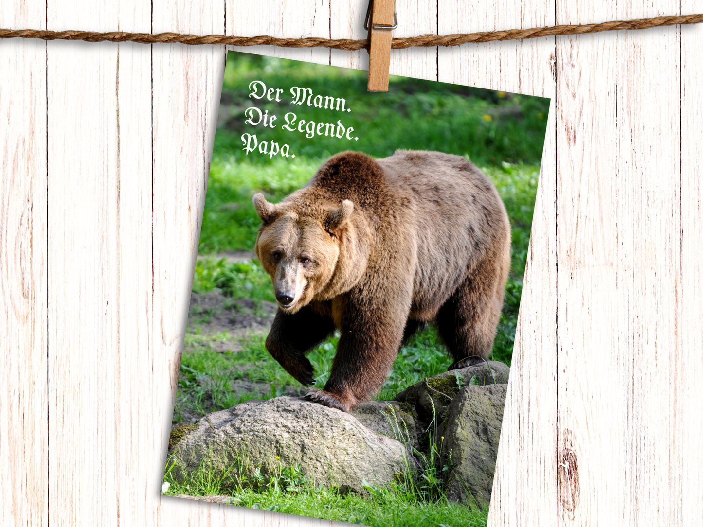 "Der Mann. Der Legende. Papa." Bear German greeting card for Dad