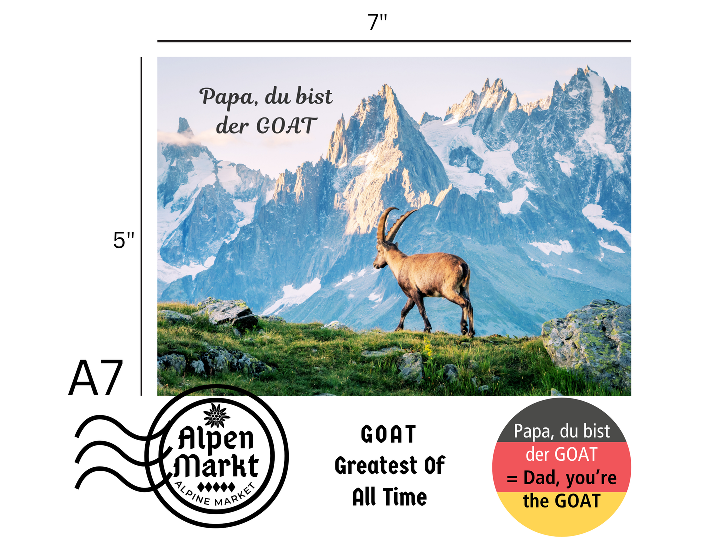 "Papa, du bist der GOAT" German greeting card for Dad