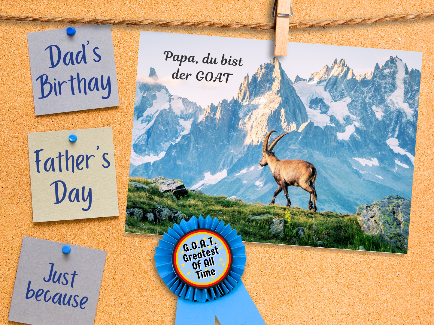 "Papa, du bist der GOAT" German greeting card for Dad