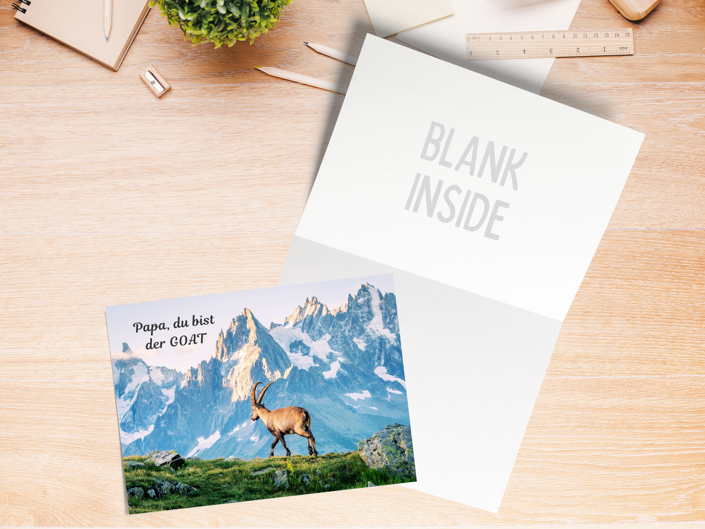 "Papa, du bist der GOAT" German greeting card for Dad