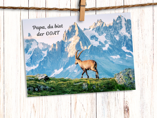 "Papa, du bist der GOAT" German greeting card for Dad