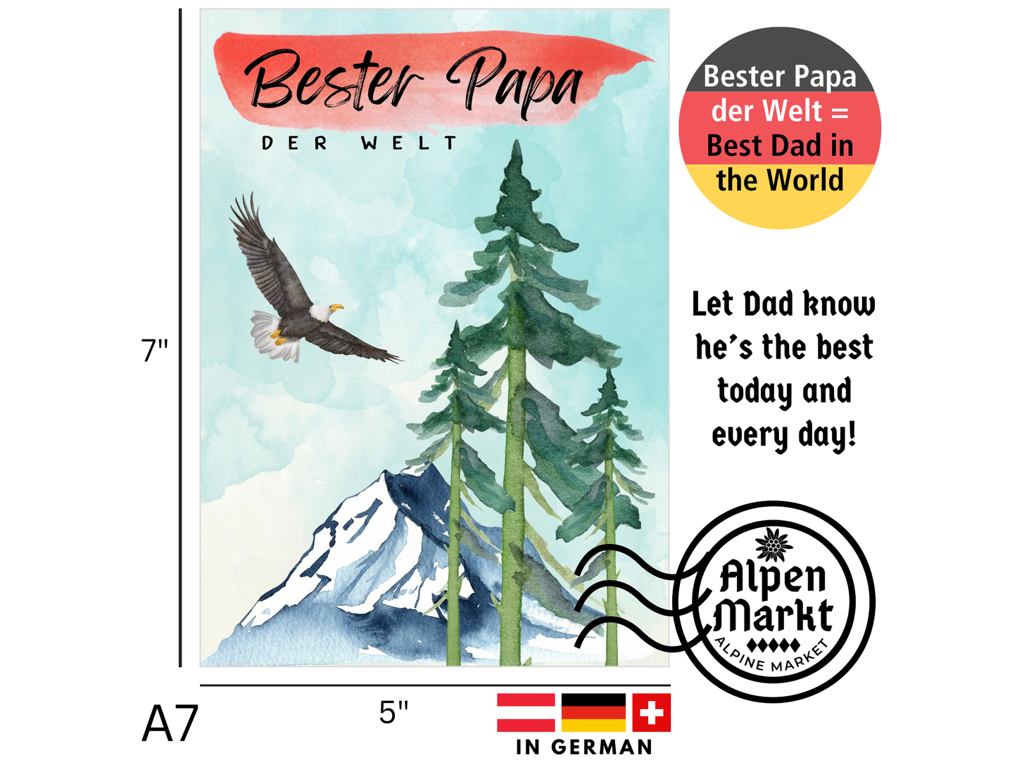 "Bester Papa der Welt" Best Dad in the World German greeting card