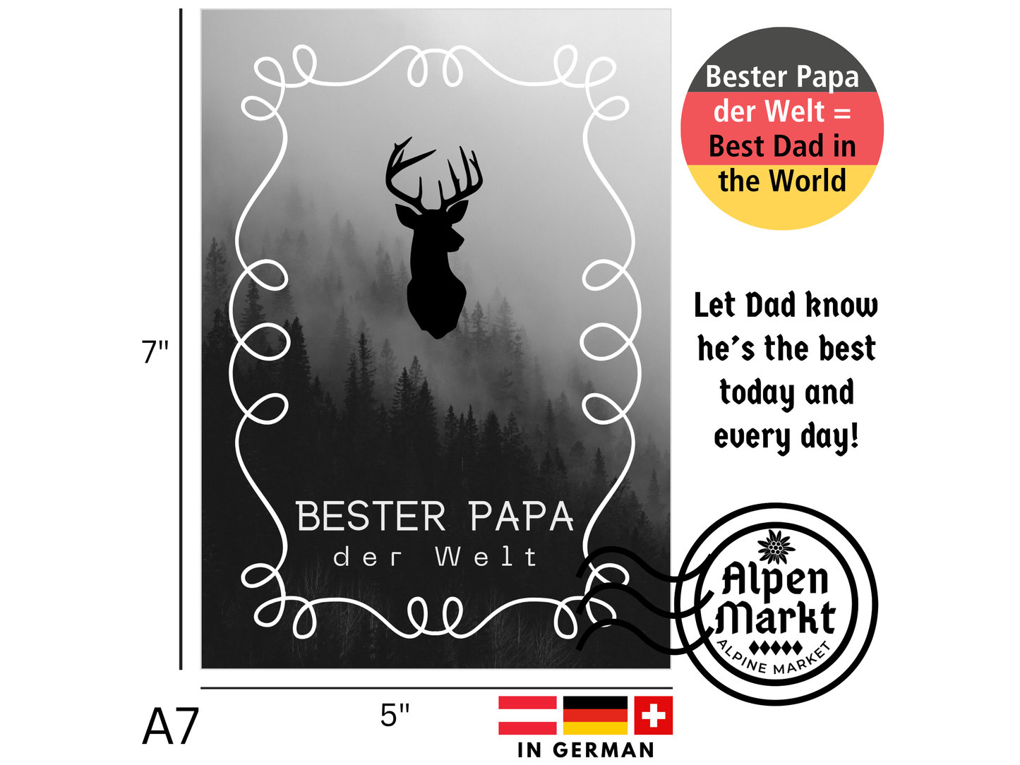 "Bester Papa der Welt" Best Dad in the World German greeting card
