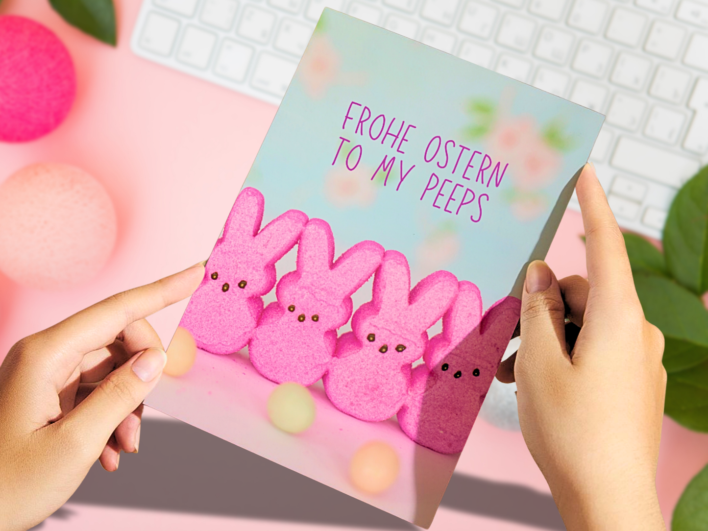 "Frohe Ostern" to my Peeps funny German Easter Card