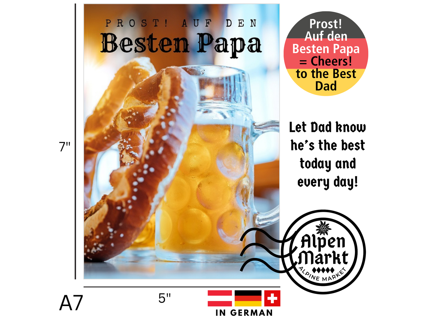 "Prost! to the Best Papa" German greeting card for Dad