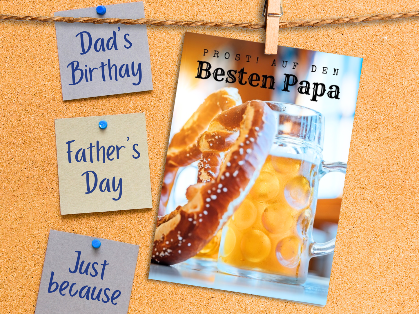 "Prost! to the Best Papa" German greeting card for Dad