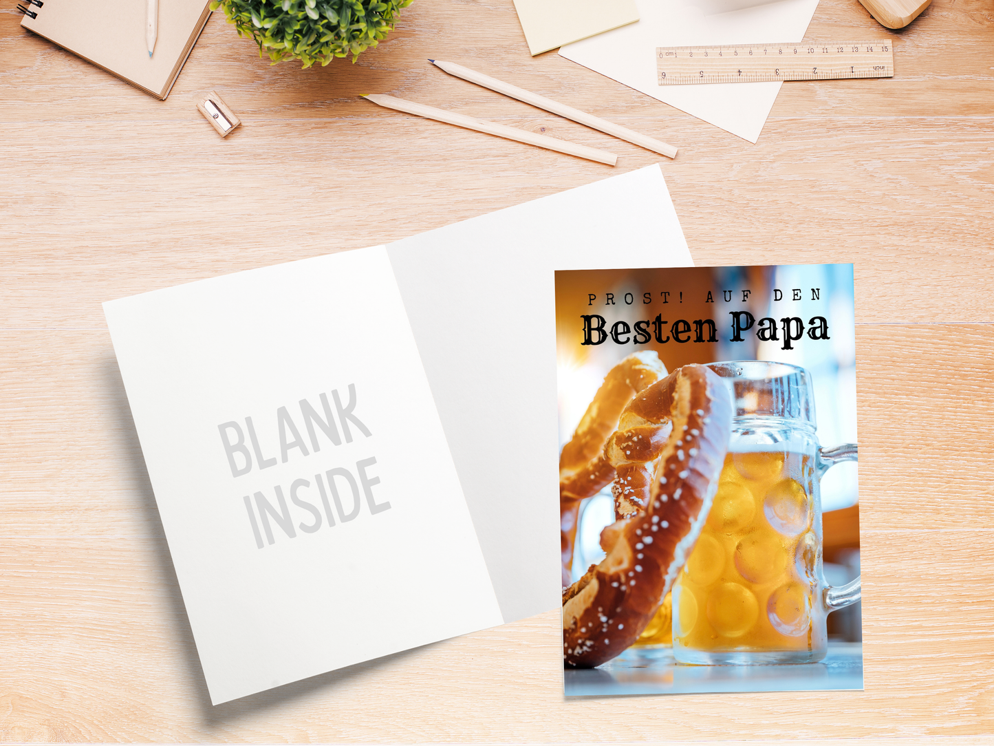 "Prost! to the Best Papa" German greeting card for Dad