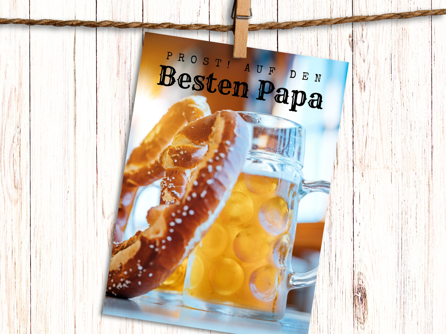 "Prost! to the Best Papa" German greeting card for Dad