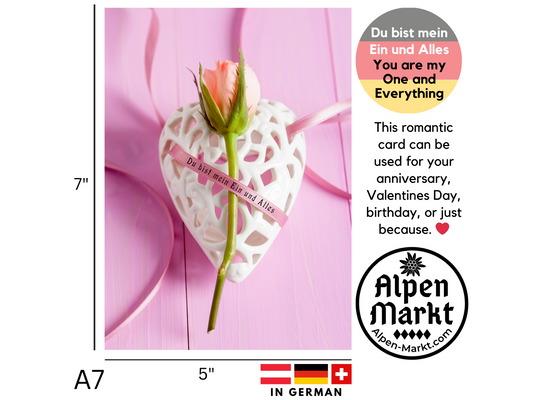 Rosebud German Romantic Card for Valentine Anniversary or just because