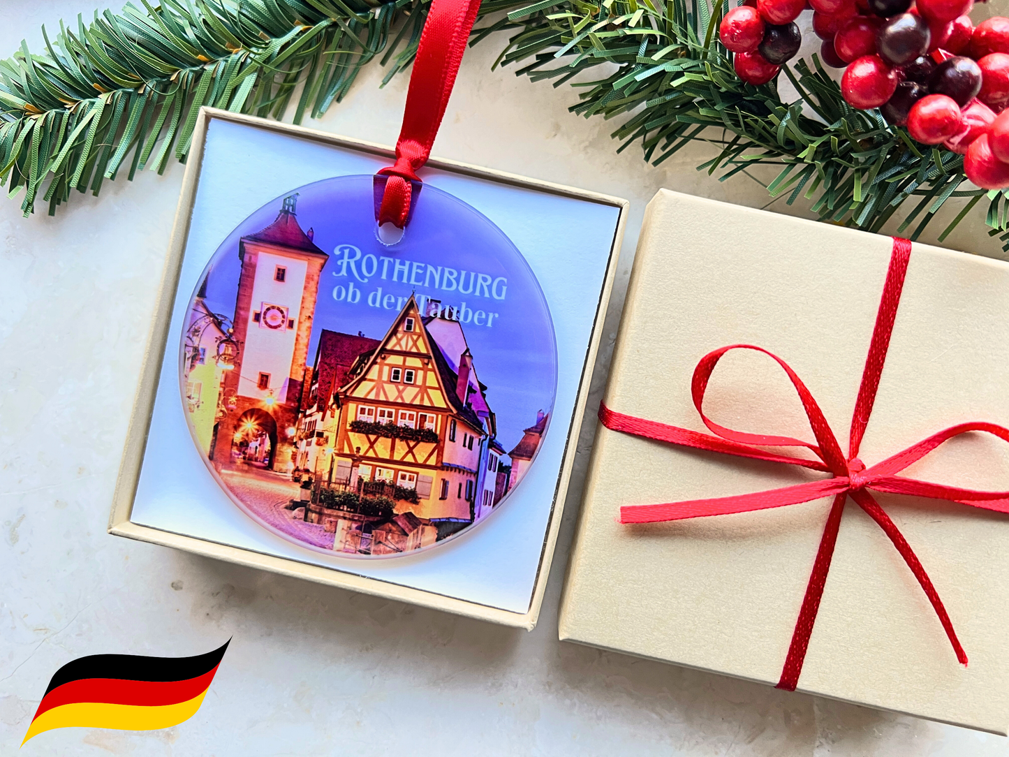 Rothenburg ob der Tauber Germany glass ornament with gift box