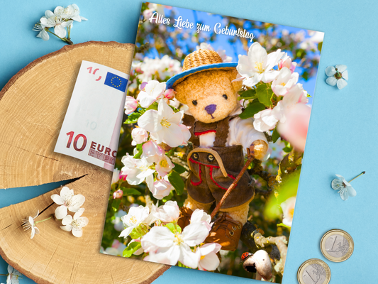 Teddy Bear with Lederhosen German Birthday "Geburtstag" Greeting Card