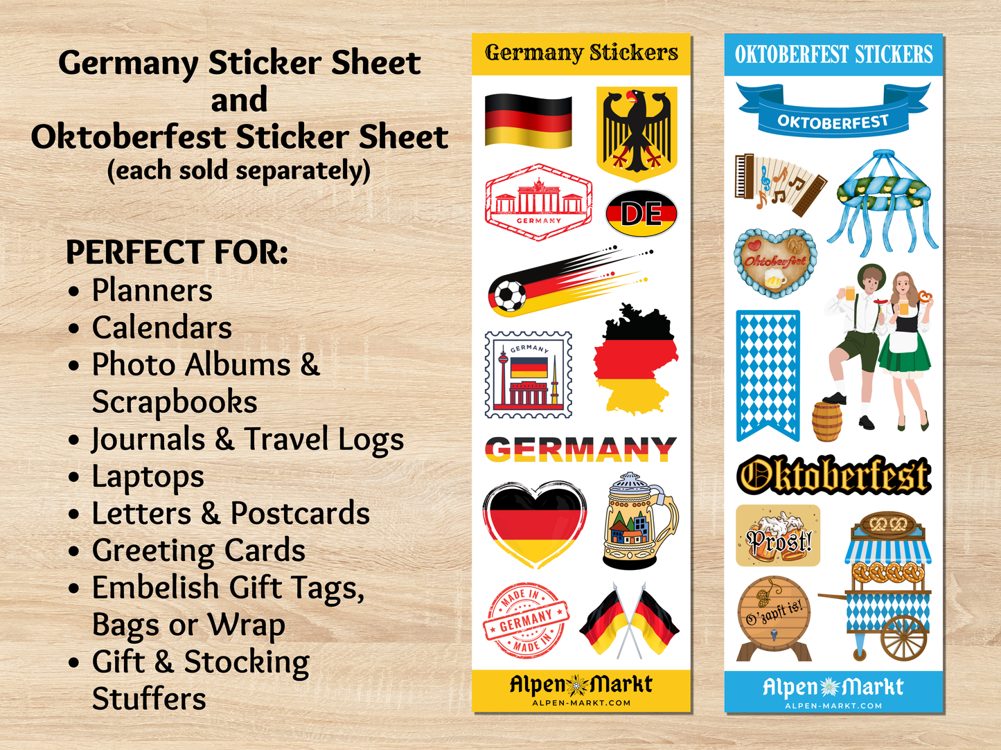 Germany Sticker Sheet with 12 Stickers