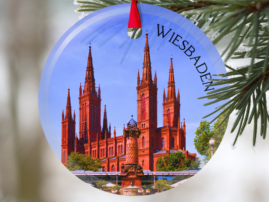 Wiesbaden Germany glass ornament with gift box